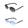 FLAWLESS EYEWEAR Retro Wood Buffs Vintage Style Gangster Rimless Clear