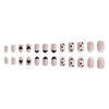 Black Press on Nails Oval Short French Tips 24Pcs Glossy