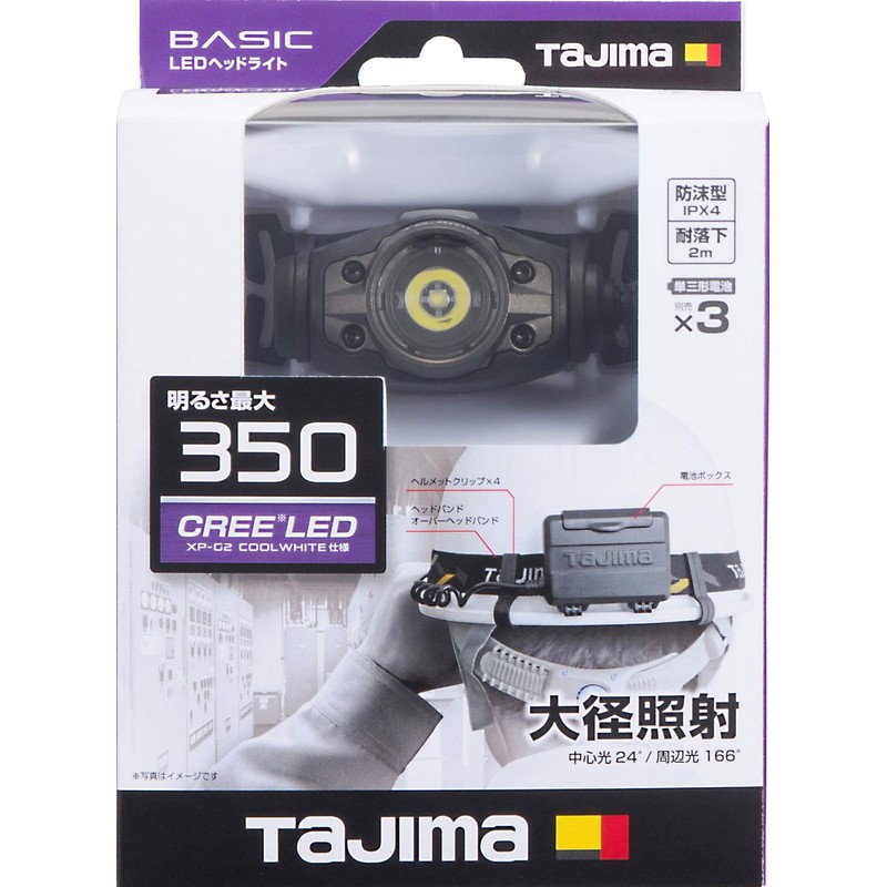 Tajima LE-F351D-GA LED Headlight, Black, Gunmeta, Brightness up to 350