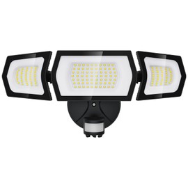 lamvip 100W LED Flood Light Motion Sensor, 9000LM Motion Security Lights Outdoor, 3 Head Adjustable Floodlight, IP65 Waterproof Exterior Floodlights, 6500K Wall Light for Entryway, Yard, Garage