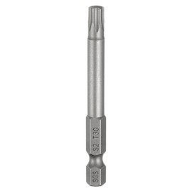 HARFINGTON T30 Torx Head Screwdriver Bit 1/4" Hex Shank 2.6" (65mm) Long Magnetic No Hole Tip Tamper Proof 6 Point Star Screw Driver Drill Bits S2 Steel Industrial Power Screwdrivers