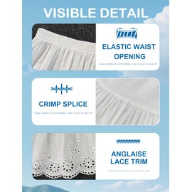 BEAUTELICATE Half Slip Skirt Extender 100% Cotton Vintage Underskirt with Lace Embroidery