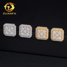 Hip Hop Jewelry Moissanite Earrings Pass Diamond Tester Solid 925 Silver Iced Out Moissanite Screw Back EarringsSize: 11mm, Color: Gold