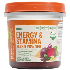 BareOrganics BareOrganics Energy & Stamina Blend Powder, Organic Superfood, Vegan Dietary Supplement, 8 Ounces