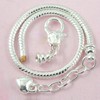 RUBYCA 5pcs White Silver Plated Heart Lobster European Snake Chain