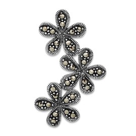 JewelryWeb 925 Sterling Silver Artisan Oxidized Marcasite Flower Pendant Necklace 32.85x19.4mm Wide-Pendant for Women