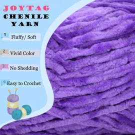 Hilo de felpilla de terciopelo para ganchillo de terciopelo morado claro, mullido, grueso, grueso y de felpilla suave, para tejer a mano, 100 g, color morado oscuro