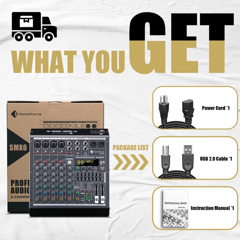 6 Channel Audio Mixer Sound Board Console System 99 DSP