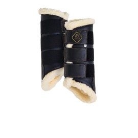 Kavallerie Dressage Horses Boots: Fleece-Lined Faux Leather Woof Brushing Boots for Training, Jumping, Riding, Eventing - Quick Wear for Breathable, Lightweight & Impact-Absorbing Wrap Black