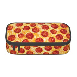 HKHEHOP Funny Pizza Food Pencil Case Big Capacity Storage Pencil Pouch Stationery Bags With Zipper Portable Pen Holder Box Organizer For Boys Student College School Office Supplies
