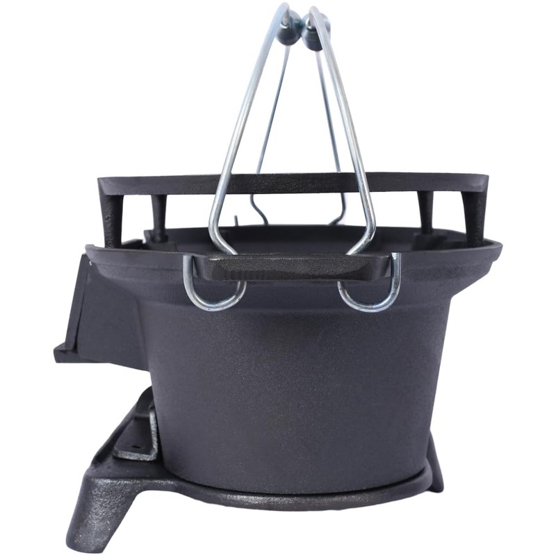 Outill Oval Cast Iron Grill Outdoor, Portable Charcoal Grill and