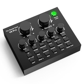 V8 Karaoke Recording & Broadcast Audio Mixer - USB External Sound Card for Live KTV, Recording & Voice Chatting