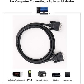 DTECH DB9 RS232 Series Cable Male Female Null Modem Cable Full Handshake Wire Crossover for Data Communication (1.5 Feet, Black)