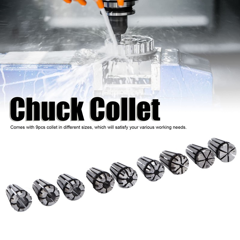 9 Piece ER8 Collet Chuck, High Precision CNC Engraving Machine,