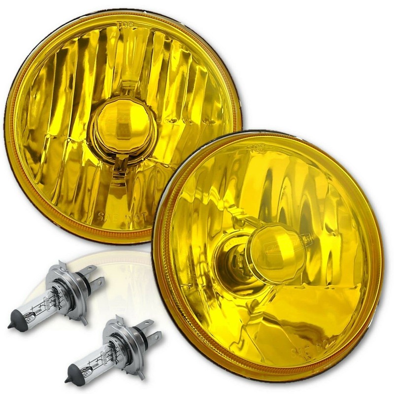 Octane Lighting 5 3/4 Inch Halogen Amber Yellow Glass Headlight
