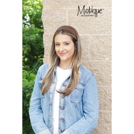 Motique Accessories Brown 2 Inch Wide Leather Like Headband Solid Hair band for Women and Girls - Set of 12