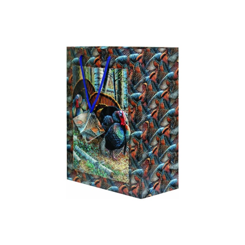 River's Edge Turkey Design Gift Bag, Medium/10x13x5-Inch