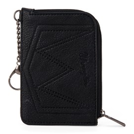 Wrangler Black Cow Print Credit Card Holder Western Style Wallet Women Small Cute Keychain Wallet with Zipper Pocket Thin Slim WG102-W005BK