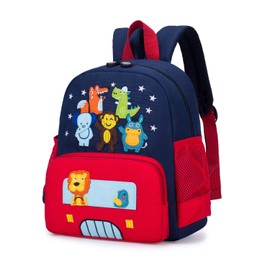 willikiva Cute Zoo Little 3D Backpack Kids Backpack for Boys and Girls Toddler Backpack Waterproof Preschool, Red Zoo