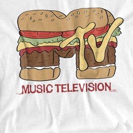 Popfunk MTV Hamburger Logo Unisex Adult T-Shirt - White - Large