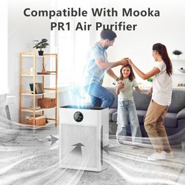 2 Pack PR1 Replacement Filter, Compatible with MOOKA PR1 Air Purifier, H13 True HEPA Filter for Home Large Room, Removes Pollen Dander Smoke Pet Hair Dust (includes 6pcs Washable Pre Filter)