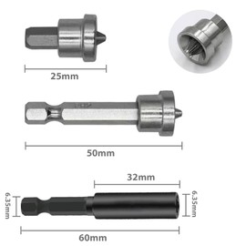 HAPPOW 10PCS Drywall Screw Depth Setter, PH2 Magnetic Positioning Screwdriver Bits,1/4 Inch Hex Shank Drywall Screw Driver Bit Set with 60mm Extension Socket Drill Bit Holder for Plasterboard