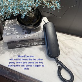 Desktop Landline Phones, Wall Mount Corded Telephone, Classic Retro Wall Phone with Handset and Mute Function for Kitchen, Bathroom, Office, Bar and Cafe, Last Number Redial