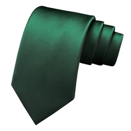 Branduce Dark Green Silk Ties for Men Solid Plain Color Tie Jacquard Woven Formal Business Neckties Suit for Wedding Party (TA02-02)