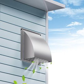 HG Power Ventilation Grille 150 mm Stainless Steel, Weather Protection Grille DN 150 mm, Ventilation Grille, Integrated Backflow Flap, Wall Connection Exhaust Air, for Tumble Dryers, Kitchens,