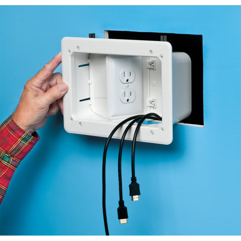 Arlington TVB712BK-1 Angled Box In-Wall Wiring Kit, Pre-Wired TV Bridge,