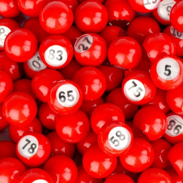Regal Bingo-Raffle Balls Premium Red Calling Balls with Easy Read Window 7/8 (0.875) in for Large Group Games Game Night & Recreational Activities