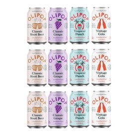 𝗢𝐋𝗹𝐏𝗢𝐏 A New Kind of Soda, Gluten Free, Vegan, GMO Free, 12oz, 4 Flavors – 3 Cans per Flavor (12-Cans)