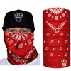 Fast Mask Red Bandana Neck Gaiter- Breathable Fabric, 100% Polyester
