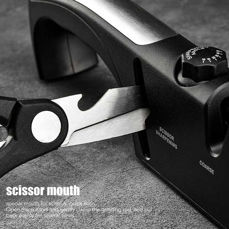 Knife Sharpener Diamond Black Ergonomic Multifunctional Adjustable 3 Stages Kitchen