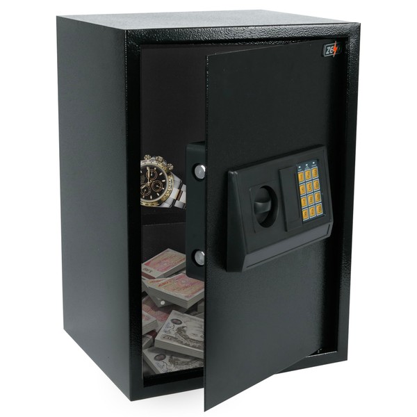ZENO Large Digital Safe - 45L | Fireproof Office & Home Safe | Digital Keypad + Shelf For Extra Storage | Perfect for Home Office Hotel Business Jewellery Gun Cash Use Storage