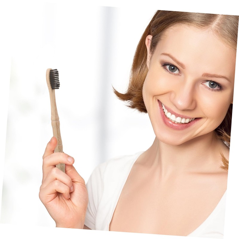 ORFOFE 4pcs Bamboo Toothbrushes with Soft Bristles Ergonomic Design for