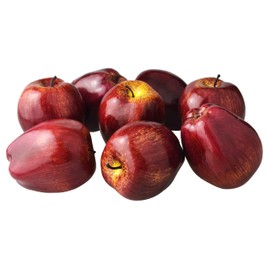 JEDFORE Fake Dark Red Apple Simulation Artificial Lifelike Plastic Red Delicious Apples Set Fake Fruit for Home House Kitchen Wedding Party Decoration Photography (8Pcs)