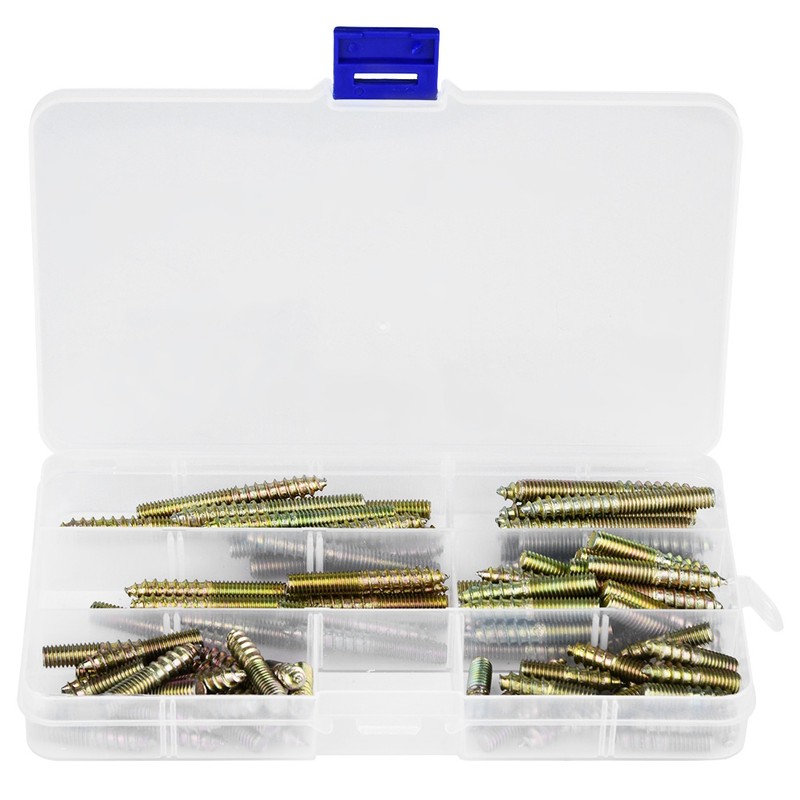 90pcs M6 Dowel Screw Woodworking Furniture Connector Double Ended Screw