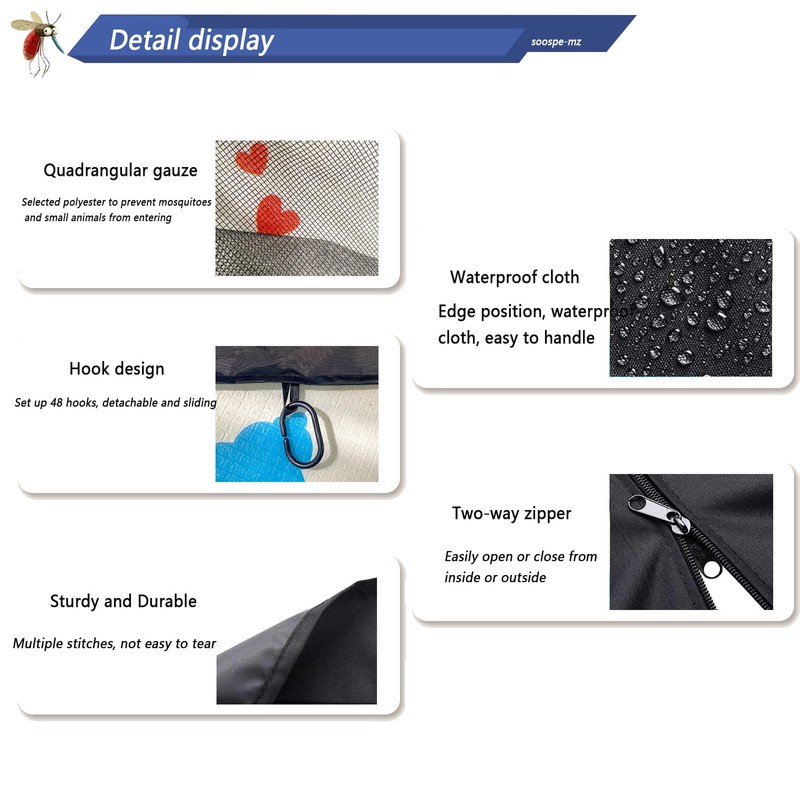 10x12 Gazebo Replacement Mosquito Netting, 4-Panel Sidewall Screen with Zipper