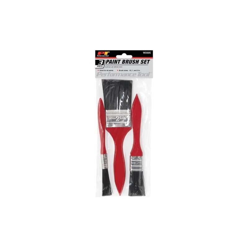 Performance Tool W232C Set of 3 Paint Brushes with Durable