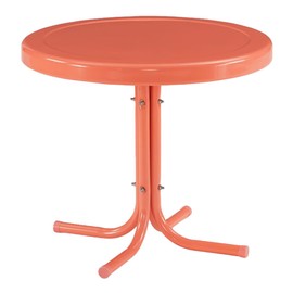 Crosley Furniture Griffith Weather Resistant Retro Metal Outdoor Side Table for Patio, Deck, Porch, Coral Gloss
