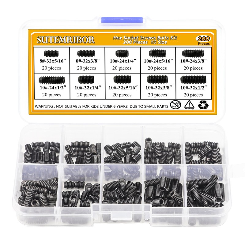Sutemribor 400 Pcs 20 Sizes, 4#-40 to 10#-32 Set Internal