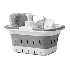 Portable Shower Caddy Tote, Plastic Storage Collapsible Caddy Basket with Handles, Box Organizer Bin for Bathroom, Kitchen, College Dorm,Gym (Grey 1 pack)