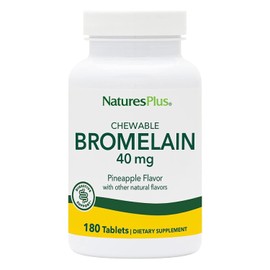 Natures Plus Bromelain 40 mg (600 GDU) - 180 Chewable Tablets - Proteolytic Enzyme Supplement, Sinus Support Supplement, Anti Inflammatory - Vegetarian, Gluten Free - 180 Servings