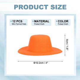 PATIKIL 4 Inch Mini Formal Hats, 12 Pcs Miniature Doll Hats Mini Top Hat for Crafts Hair Accessories Decorate Doll Snowman, Orange