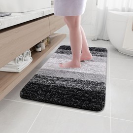 Arotive Microfiber Bathroom Rugs, Shaggy Soft and Absorbent Bath Rug, Non-Slip, Thick Plush Machine Washable Dry Bath Mats for Bathroom, Tub and Shower, 36x24, Black