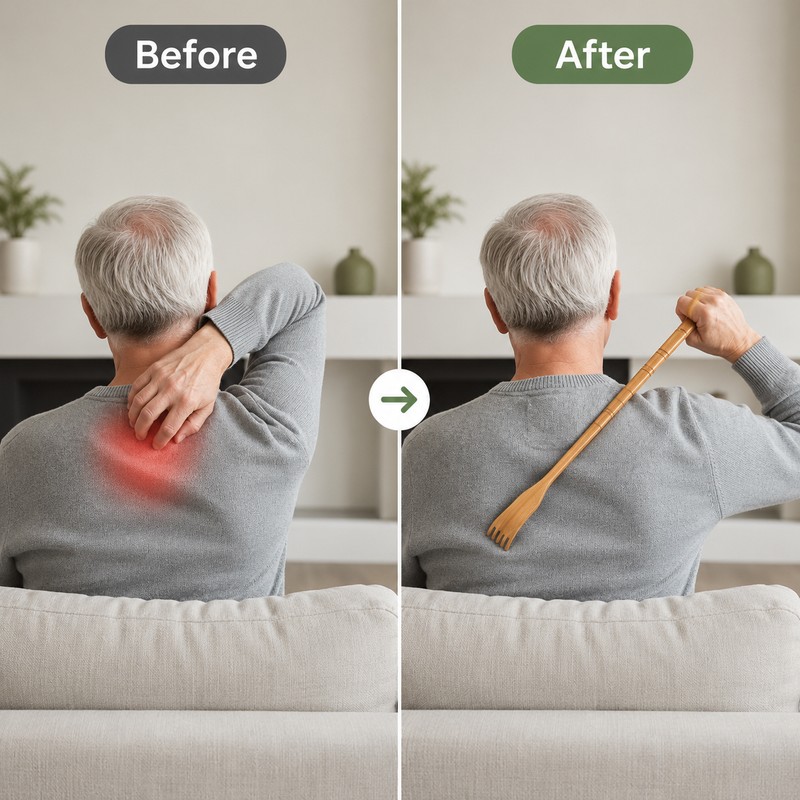 Wooden Back Scratcher for Hard-to-Reach Areas – Long-Handle Bamboo Design