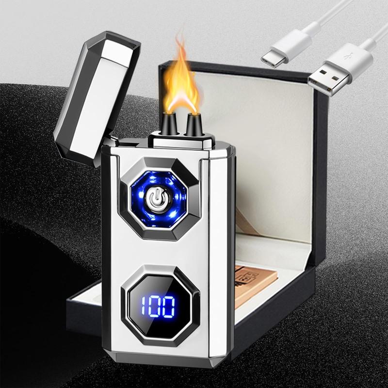 TIKIUKI Electric Lighter,Type-C Arc Lighters Rechargeable,Windproof Lighter,Plasma Lighters Rechargeable with