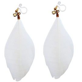 Women's Non-Hole Earrings, Popular, Painless, Gold, Looks Like Earrings, Feathers, White, Pink, Feathers, Swaying, Lightweight, Black, Black, Gold, Large, Non-Hole Earrings, Resin Earrings, Miyabi