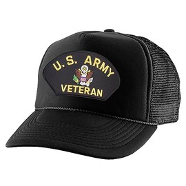 ALLNTRENDS Trucker Hat US Army Veteran Military Mesh Baseball Cap (Black)